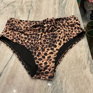 Pink Lily leopard high waist swim bottoms M